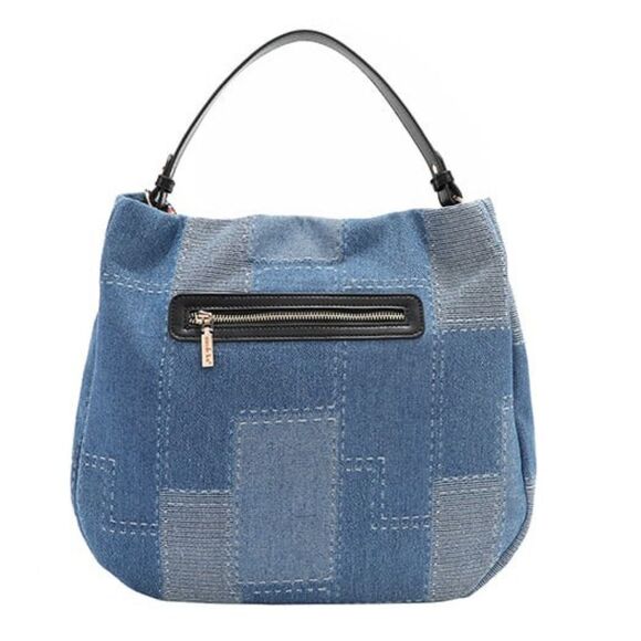 *Nicole Lee USA Bosque De Amor Denim Hobo Bag Blue and Black Patchwork Bag - Picture 7 of 10
